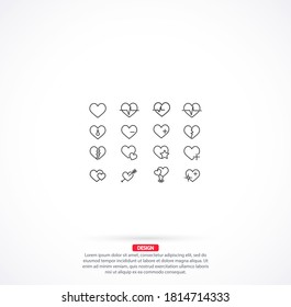 icono de línea de corazón vector muchos iconos de flecha cardiograma
