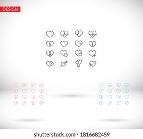 heart line icon vector many arrow cardiogram icons