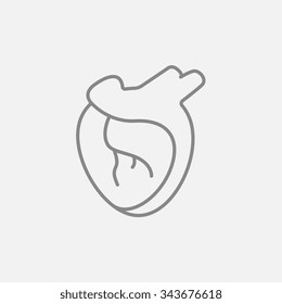 Icono de línea de corazón para web, móvil e infografía. Icono vector de gris oscuro aislado en fondo gris claro.