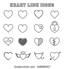 heart line icons, mono vector symbols