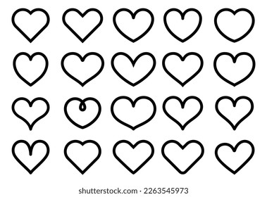 Heart line icons, valentines day symbols, heart vector collection