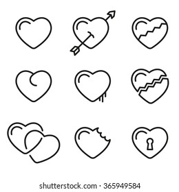 heart line icons vector symbols