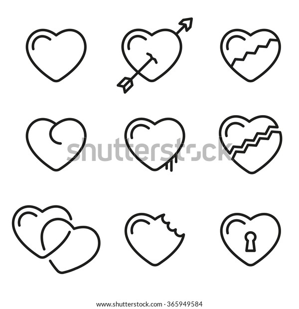 Heart Line Icons Vector Symbols Stock Vector (Royalty Free) 365949584