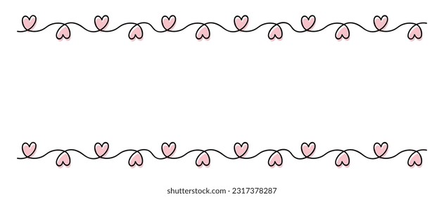 Heart line illustration for valentine day, wedding. Love line. Continuous line drawing. Vector Illustration. stationery background for love letter, doodle decoration.