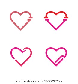 Heart Line Logo. Vector Love Icon set