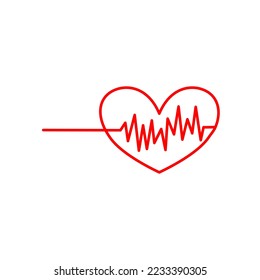 heart line on a white background, vector illustration.