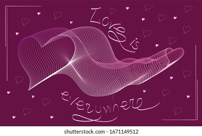 Heart line postcard pink vector