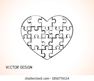 The heart of the line. Puzzle. Black vector abstract icon on a light background.