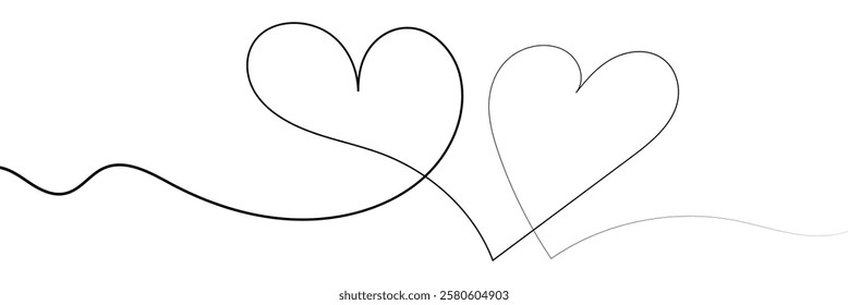 Heart line scribble style decoration element vector illustration. Hand drawn linear love heart design .Vector Illustration .