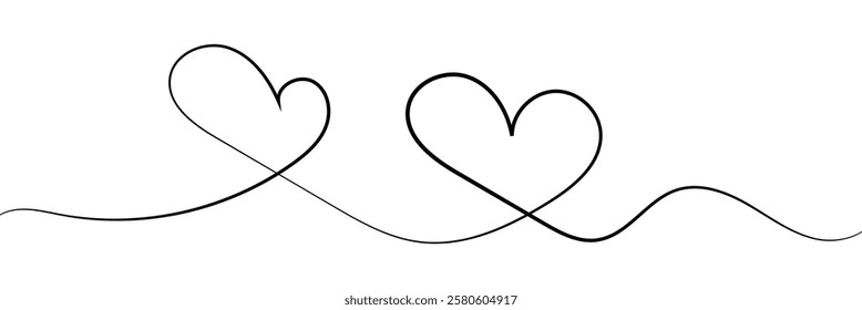 Heart line scribble style decoration element vector illustration. Hand drawn linear love heart design .Vector Illustration .
