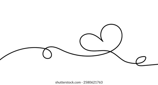 Heart line scribble style decoration element vector illustration. Hand drawn linear love heart design