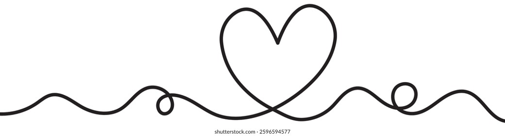 Heart line scribble style decoration element vector illustration. Hand drawn linear love heart design. white background.