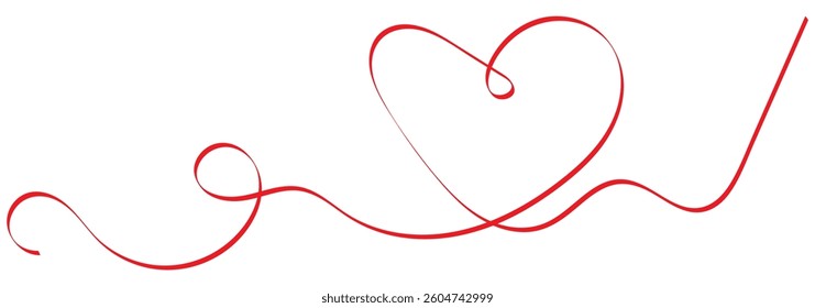 Heart line scribble style decoration element vector illustration. Hand drawn linear love heart design