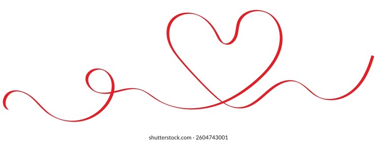 Heart line scribble style decoration element vector illustration. Hand drawn linear love heart design