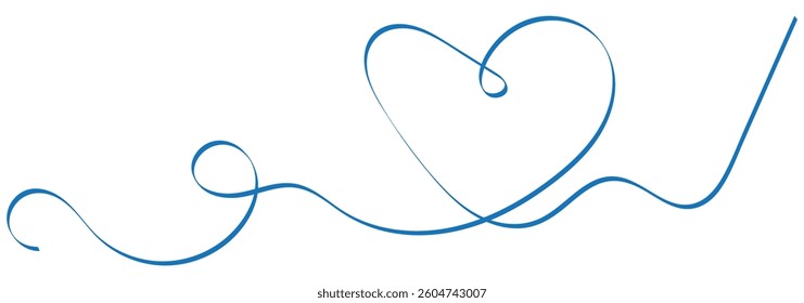 Heart line scribble style decoration element vector illustration. Hand drawn linear love heart design