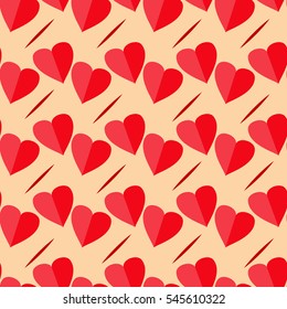 Heart and line seamless pattern. Fashion graphic background design. Abstract texture. Colorful template for prints, textiles, wrapping, wallpaper, website etc. Vector illustration