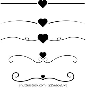 Heart line set, decorative design line art, SVG Vector svg