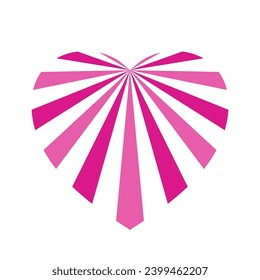 Línea del corazón. Rayo luminoso solar. Rayo rosa aislado en fondo blanco. Patrón de historietas. Rayos de efecto solar. Elemento de concentración abstracta. Estilo de las caricaturas. Diseño de historietas para impresiones. Ilustración del vector