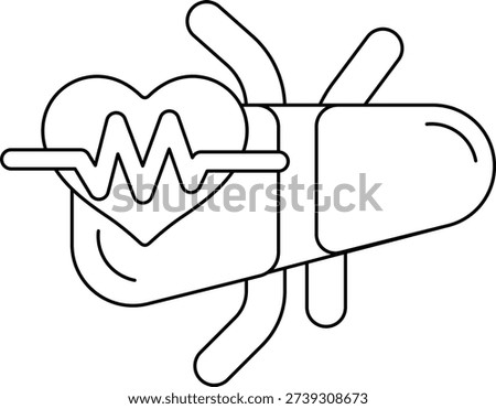 A heart with a line through it and a line through the heart. This could represent a broken heart or a heart that is not functioning properly