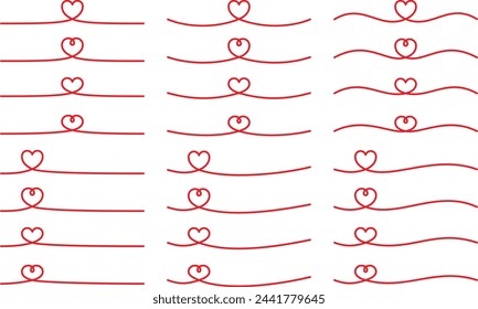 Heart line vector illustration set