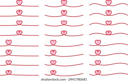 Heart Line Vektor Illustration Set