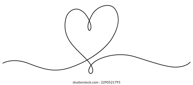 Herzlinie. Vektorgrafik. Symbol der Liebe. Line Art.