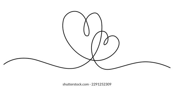 Heart line. Vector illustration. Symbol of love. Line art.