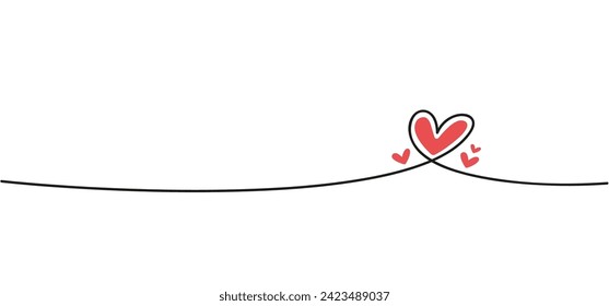 Dibujo lineal cardíaco. Vector de línea continua del corazón. Cinta elegante y sencilla.