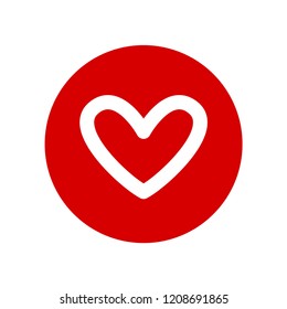 Heart linear icon inside a circle, isolated vector, representation of love and romance