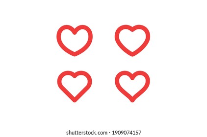 Lineares Herzsymbol. Valentinstag-Symbol. Hört Vektorgrafik-Kollektion. 