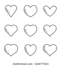 Heart linear icons, love symbol collection