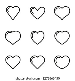 Heart linear icons, love symbol collection