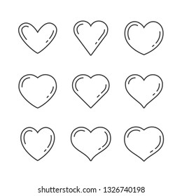 Heart linear icons, love symbol collection