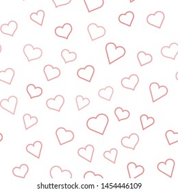Heart linear icons seamless pattern, love texture background.