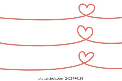 Heart linear illustration. One line continuous doodle for Valentine's Day card. Minimal heart design.