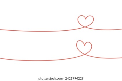 Heart linear illustration. One line continuous doodle for Valentine's Day card. Minimal heart design.