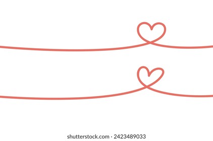 Heart linear illustration. One line continuous doodle for Valentine's Day card. Minimal heart design.