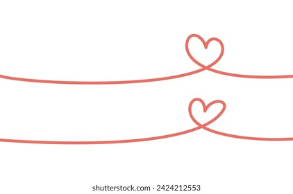 Heart linear illustration. One line continuous doodle for Valentine's Day card. Minimal heart design.
