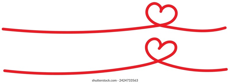  Heart linear illustration. One line continuous doodle for Valentine's Day card. Minimal heart design.