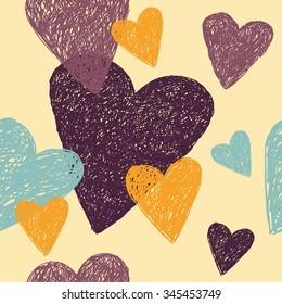 heart linear sketch seamless vector background love valentine pattern