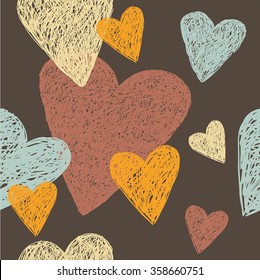 heart linear sketch seamless vector background love valentine pattern