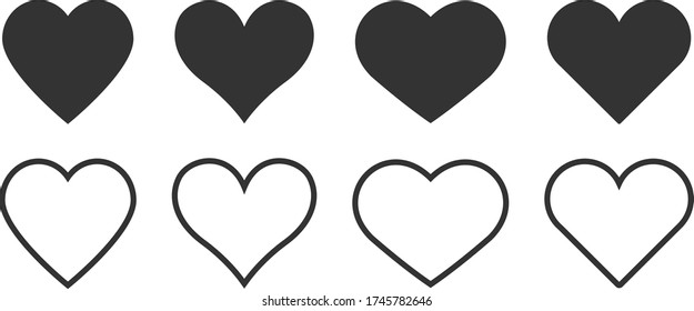 Heart linear vector icon. Valentine love and wedding thin line heart frames Heart vector icon isolated on white background, Heart transparency logo design