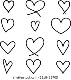 Heart lines bundle, hand drawn doodle love line for valentine's day design . Vector