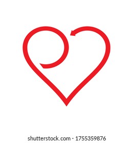 heart lines letter P logo design concept