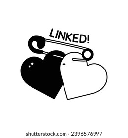 Heart Linked doodle vector outline Sticker. EPS 10 file