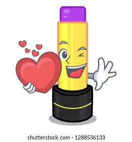 With heart lip balm isolated