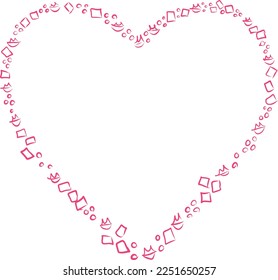 Heart lips, circles and square patterns, hand drawn EPS vector for Valentine's Day. 