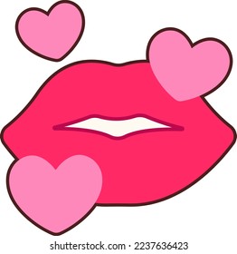 Heart lips kiss Icon Elements Flat sticker black Style