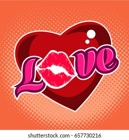 Heart with the lips, vector image