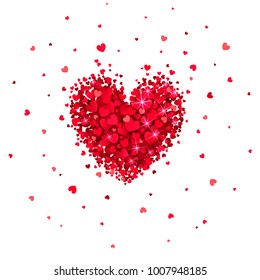 heart of little red hearts on a white background